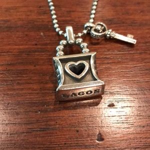 Lagos Sterling silver heart lock and key necklace